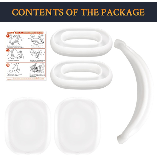 Skyddande set för AirPods Max, fodral + TPU-skal + silikonöverdrag, svettsäkert tillbehör, lätt att tvätta, anti-repor