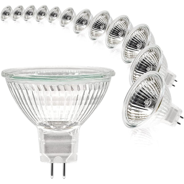 Mr16 Spotlyspære, 12v 20w Lyspære, Gu5.3 Pære Dimbar, 2 Pin Halogenpærer Varm Hvit 2700k, Pakke med 12 (mr16-20w-12p)