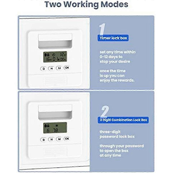 Digital Timer Låseboks, Mobiltelefon Låseboks med Timer White