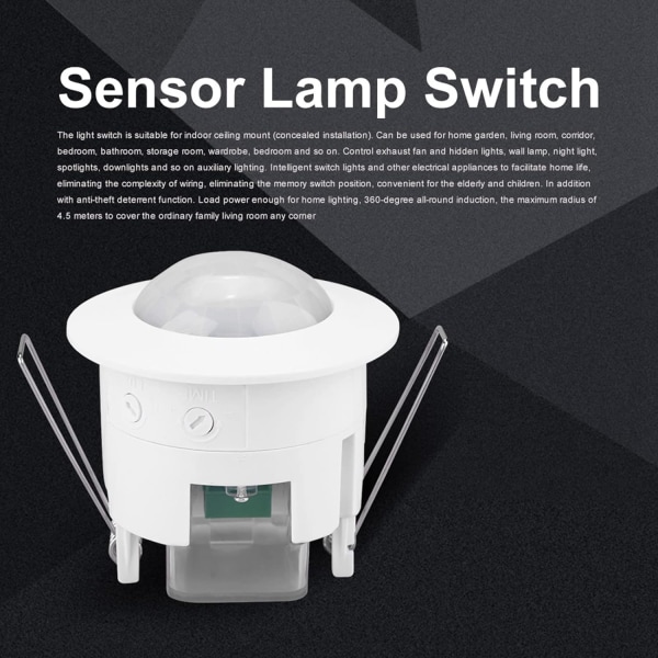 240V Bevægelsessensor Afbryder Bevægelsessensor Mini Justerbar 360° Loft Pier Infrarød Bevægelsessensor Detektor Lampe Lyssensor 220V