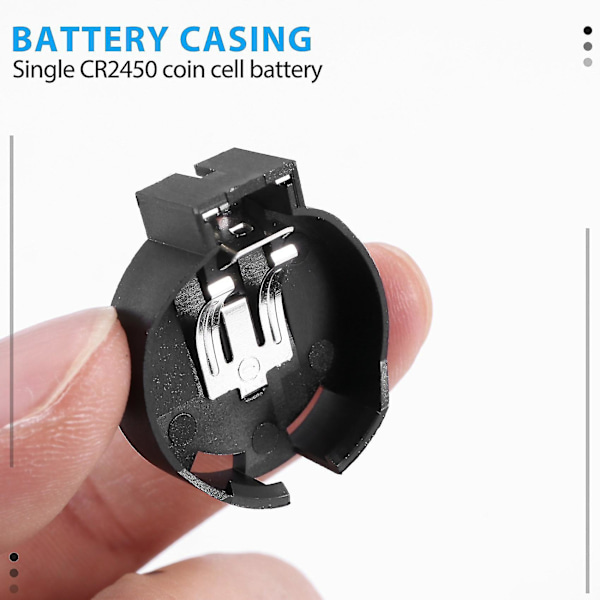 2 st CR2450 Myntcell Knappbatteri Hållare Case 2 Pin Svart - MXBC