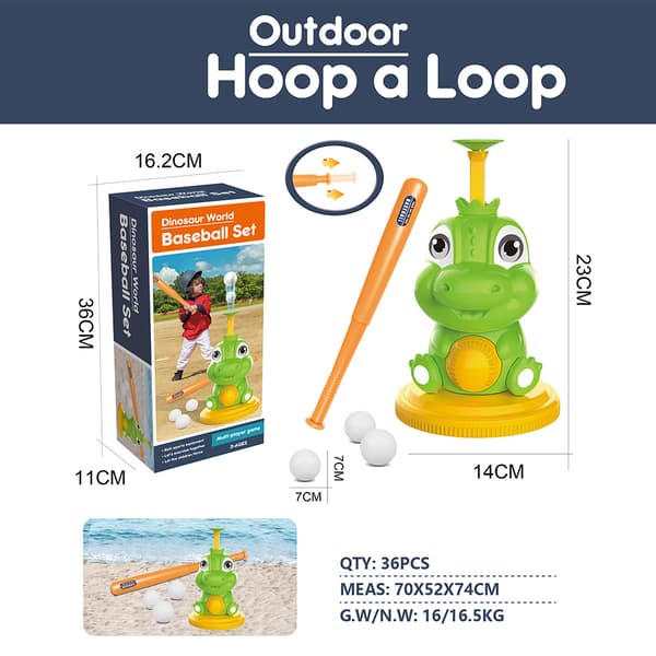 Dinosaur Baseball Launcher Sæt - Udendørs Fritids Baseball Legetøjsgave