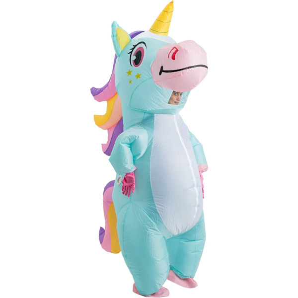 Oppblåsbar Unicorn-kostyme Full Unicorn Oppblåsbar Kostyme Deluxe Halloween-kostyme - voksen størrelse (blå)