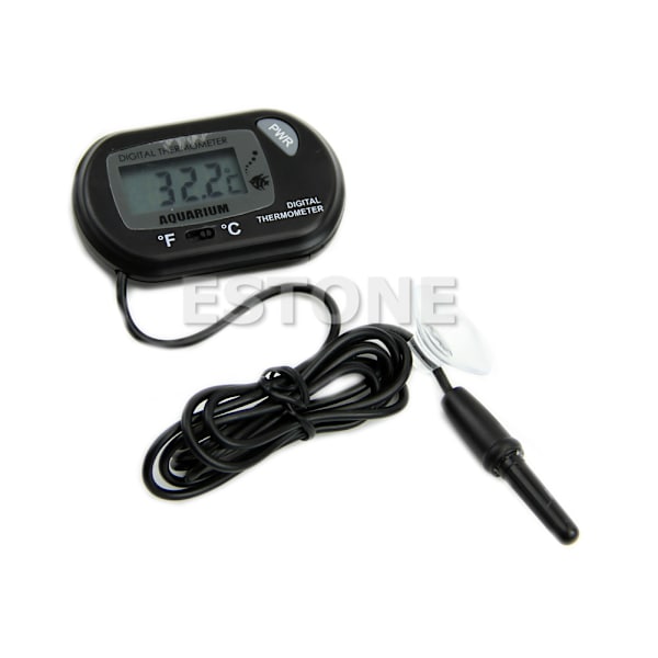 Digital Akvarietermometer LCD-skärm med sond för tank terrarium