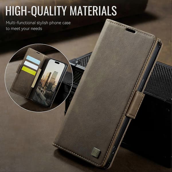 Etui til iPhone 12 Pro Max 6,7 tommer AUTSPACE A11 RFID-blokerende Retro Læder Mobiltelefon Wallet Etui Multicolor Multicolor Brown