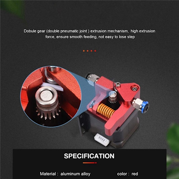 Dobbeltgirsekstruder kompatibel med Ender 3 CR10 CR-10 Pro CR-10S Tornado Aluminiumsdriv for 3D-skriver
