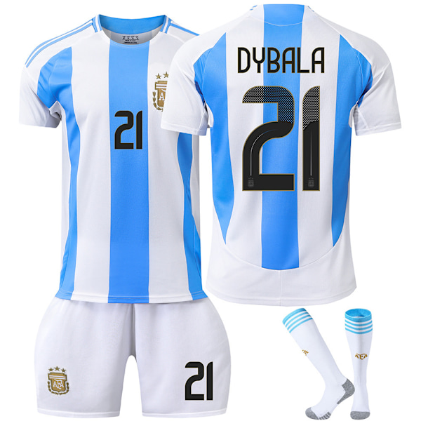 Fodboldtrøje 2024 Copa America Argentina Fodboldtrøje 10 Messi 11 Di Maria Voksne Børn Trøje Hjem 21 Med Strømper Home 21 with socks 18