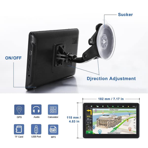 GPS-navigator til bil, seneste 2024 kort 7 tommer touch screen bil GPS, stemmevejledning