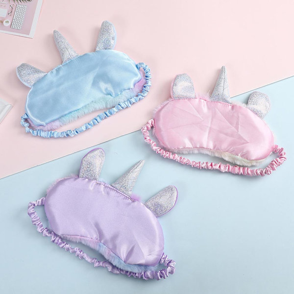 Barn söt djur enhörning sovmask mjuk plysch ögonbindel sömn light pink