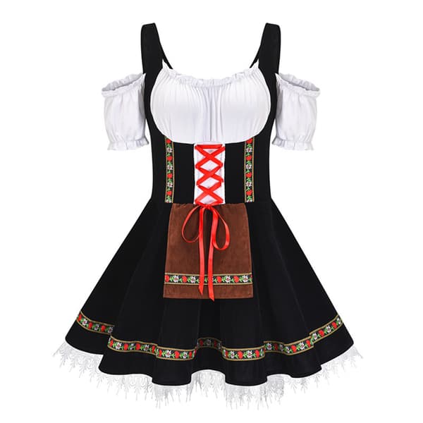 Oktoberfest Bayersk Dirndl Klänning för Kvinnor, Plus Size Öl-Flicka Kostym för Halloweenfest Style 2 S