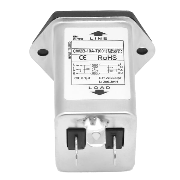 CW2B-10A T (001) EMI-filter med säkringshållare 2-i-1 enkel säkerhet 125/250v