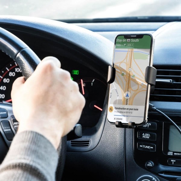 Mobiltelefonholder med trådløs oplader til bil Sort [qb]