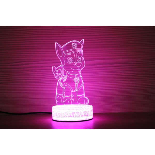 Paw Patrol lampe 3D Illusion natlys, fjernbetjening bord