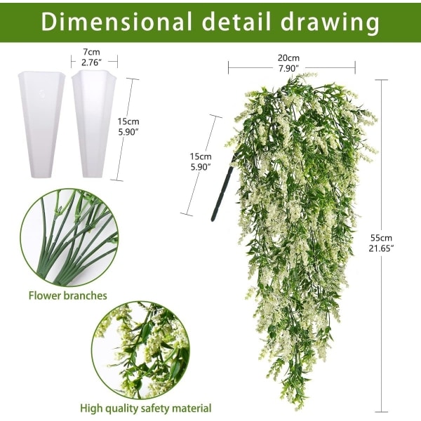 (Beige) 2 deler kunstige blomster i rotting for oppheng -