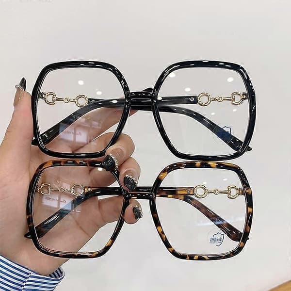 Oversized Blåt Lys Blokerende Læsebriller +2.00 Sort Firkantet Anti-Glare til Kvinder