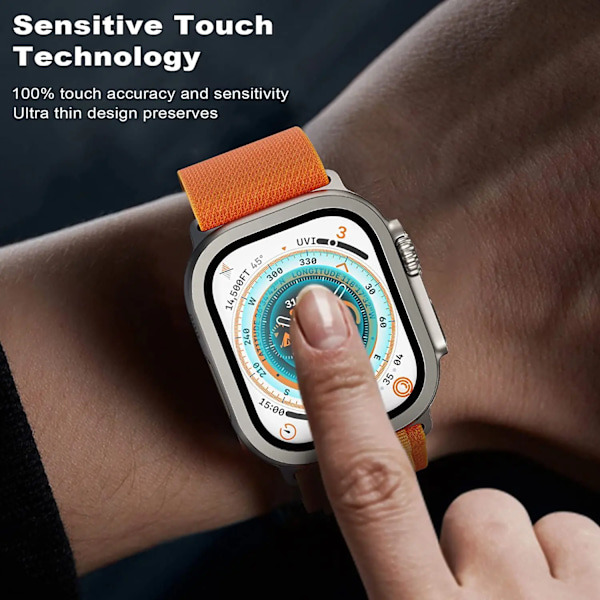 Skjermbeskytter for Apple Watch Ultra 49mm Tilbehør Metallstøtfanger + herdet glassdeksel HD iWatch Ultra 49mm OrangeB OrangeB For Ultra 49mm