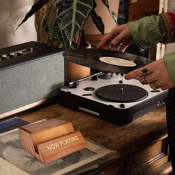 Now Playing Vinylplade Stativ Vinylpladeholder Display Træ R