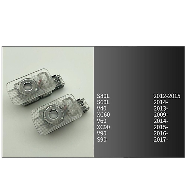 2 stk. bildørlys for Volvo Rdesign Xc90 Xc60 Xc40 V90 S90 V40 V60 S60 S80 Volvo dørlys Rdesign logo velkomstlys - Perfekt[qb]