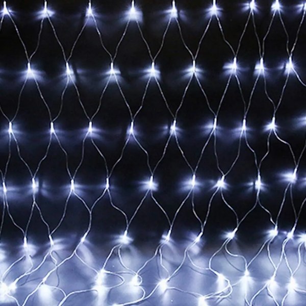 120-672LED Nett Mesh Fe-lys Lyslenker Utendørs Jul Jul Dekorasjon 8 Moduser Vanntett Bryllupsfest Lys EU/UK/ WHITE