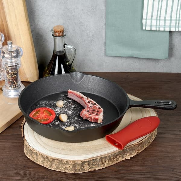 Støpejernspanne 25 cm med silikonhåndtak (BT) 720