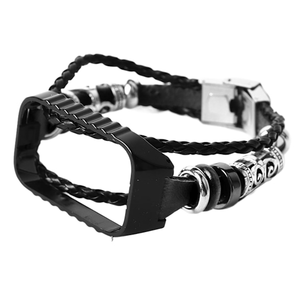 Retro Style Udskiftningsrem Stilig Læderrem Udskiftningsrem til Redmi 2 og Xiaomi Band 8 Active Sort [C]