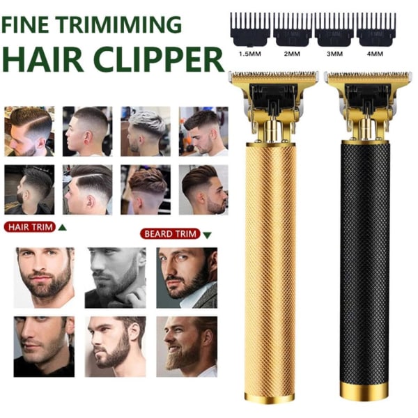 Elektrisk hårklipper Trimmer USB Oppladbar Razor Clipper Sha gold 1 set