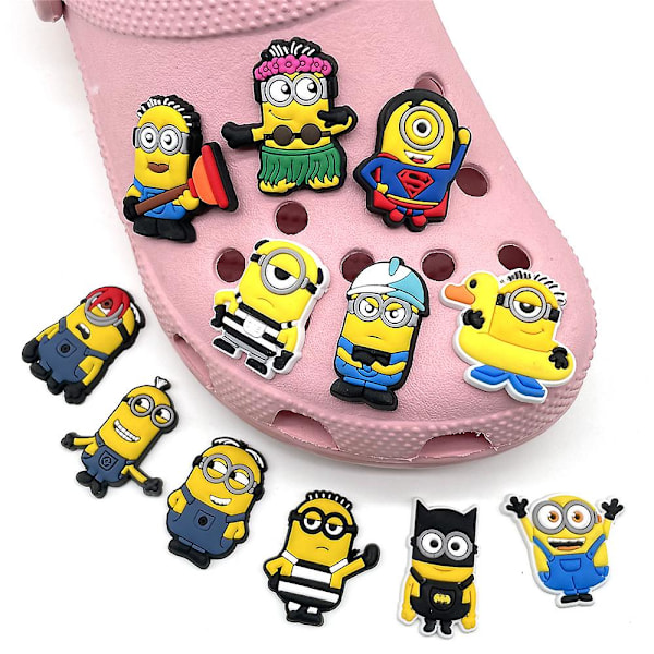 12 kpl Minions Despicable Me -kenkäkoristeita Clog Croc -kenkiin DIY-koristeluun sandaaleihin tarvikkeita faneille lapsille aikuisille juhla-suosioihin