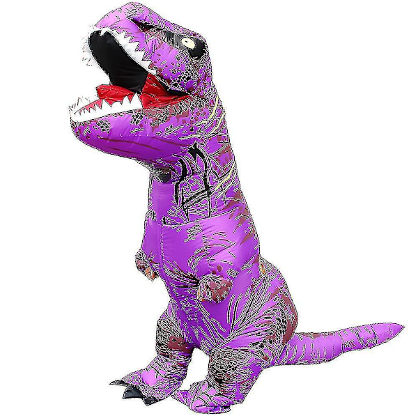 Lasten ja aikuisten dinosauruksen puhallettavat cosplay-asut T-rex Anime Cartoon Party Dress Costumes Halloween Cost purple