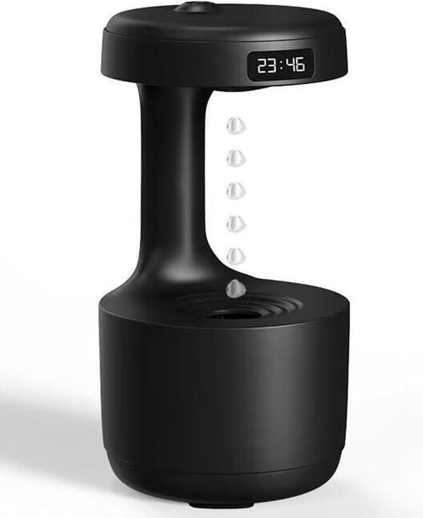 Ultralyd Luftfugter Med LED Urdisplay Kølig Tåge Aromaterapi Diffuser Flydende Vanddråbe Luftfugter Til Hjemmet Sort