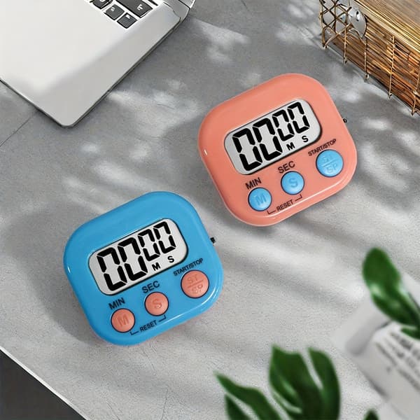 Mini digital kjøkkentimer bærbar nedtelling stoppeklokke lydløs tidsstyringstimer Blue One-size