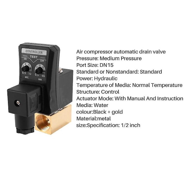 1/2 tommers Dn15 elektrisk timer automatisk vannventil solenoid elektronisk avløpsventil for luftkompressor Co