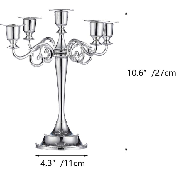 Hopea kynttilänjalka 5-haarainen 27 cm korkea kartiokynttilät