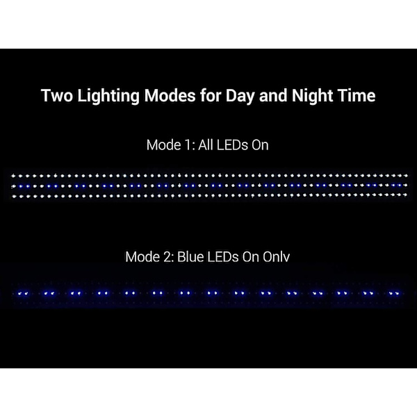 Akvariebelysning, LED-spotbelysning for ferskvannsakvarium, akvarieplantelys, 2 moduser LED-akvariebelysning, 120-150 cm, 32 W, 7000 K