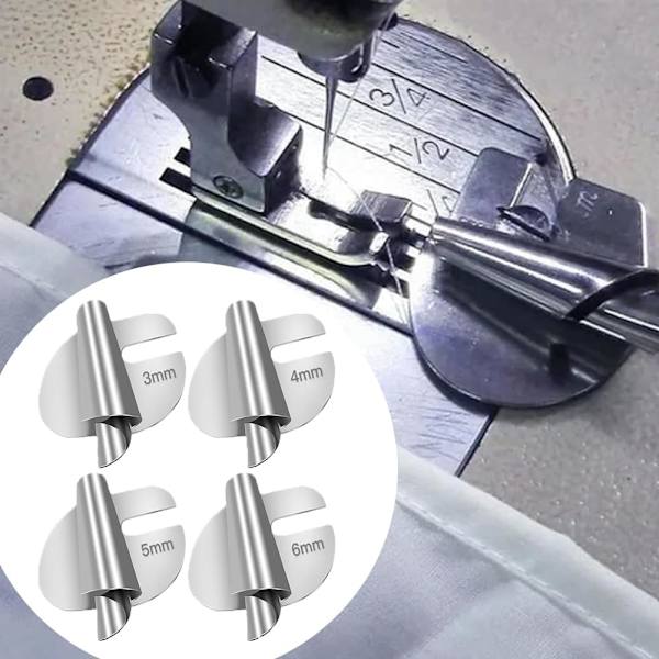 Sömnadsfot för fållar, bred fållpressarfot, pressarfot i rostfritt stål för symaskiner, för hem- och kommersiellt bruk (4 stycken, 3 mm - 6 mm) 4pcs 3 to 6mm
