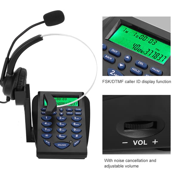 Forretningskontor Multi-telefon med nummertaster Call Center Trafikktelefon Headset++