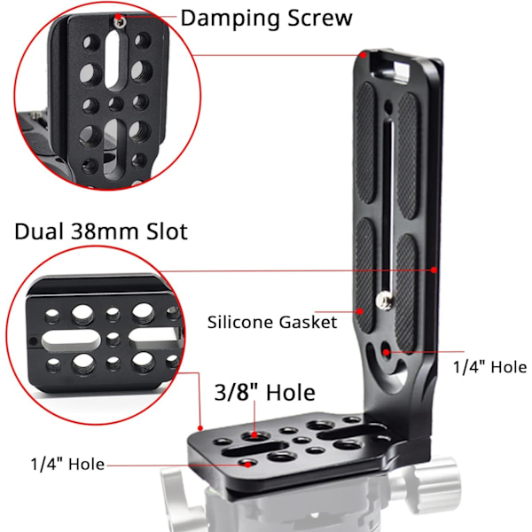 L-fäste Vertikal Plattmontering för Gimbal Stabilisator 1/4'' 3/8'', DSLR-kamera på Videostativ Monopod/3-Axis Handhållen Gimbal Stabilisator[qb]