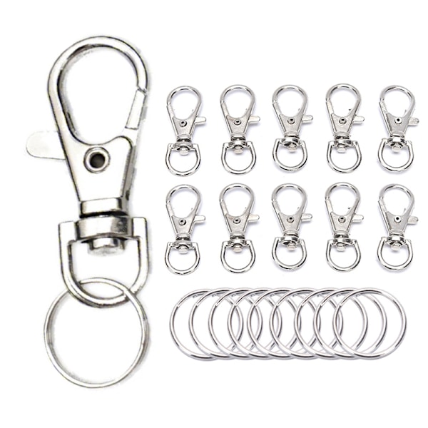 50 stk metall svingbare hummerlås klips krok med nøkkelring DIY