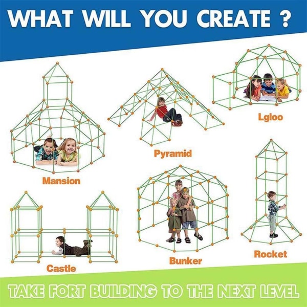 Fort Building Kit för barn 121 stycken Byggande STEM-leksaker för