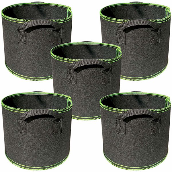 5-pak 2 Gallon Planteposer Dyrkningsposer Have Stofpotter Luftning Kraftig Tyk Nonwoven med Håndtag[qb]