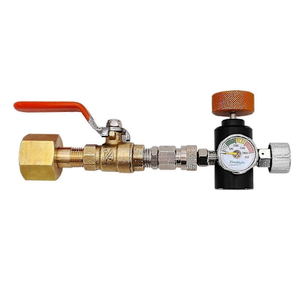 Cga320 CO2 Sylinder Påfyllingsadapter og Kuleventil for Sodastream Tankkobling - Perfek[qb] CGA320 with 2000psi Gauge