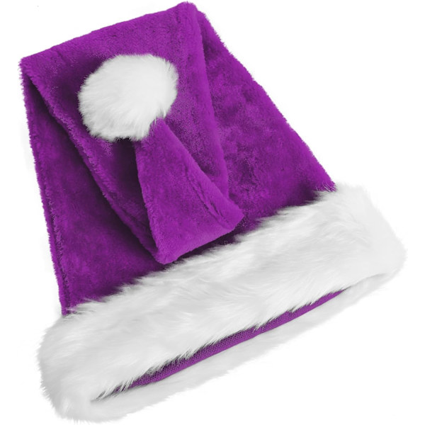 Julhatt Tomtehatt För Vuxna, Plus Lång Julhatt Lyxig Tomtehatt, Julpartyhatt För Män Och Kvinnor, Jultillbehör Lila purple adult