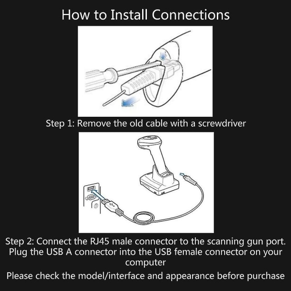 2m 2d stregkodescanner USB datakabel Rj45 10p10c port kompatibel med Honeywell 1900 1902g 1300g 1400