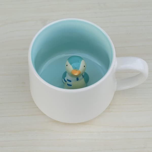 3D pingvin kaffekopp, 350 ml, dyredesign, håndlaget, bursdagsgave[qb]