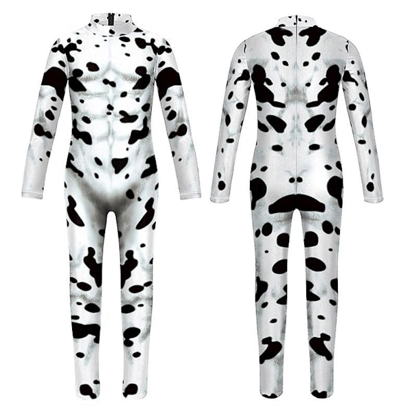 Dalmatianien Cosplay-asu aikuisille ja lapsille, eläinasu, Halloween-asu, karnevaaliasu 140 cm