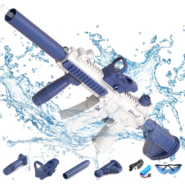 Elektrisk vattenpistol leksak, bubbla sprack utomhus vatten skjutspel blue