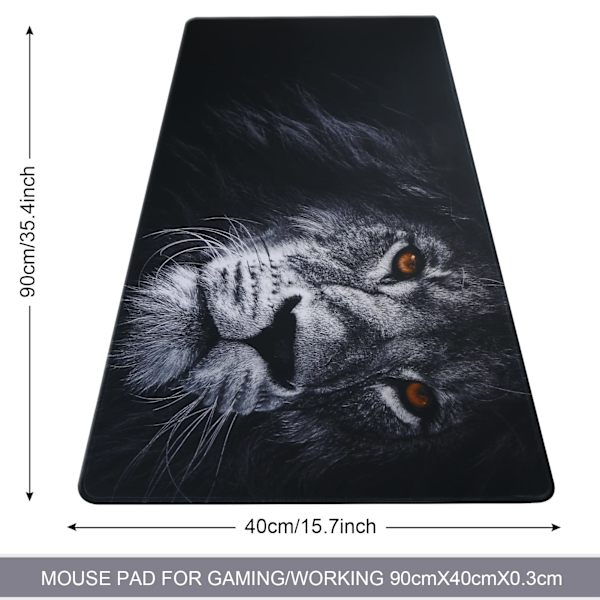 XXL Gaming Musemåtte, Udvidet Musemåtte Syede Kanter 2MM Skridsikker Gummibase 90x40cm Bordmåtte til Gaming/Kontor/Erhverv