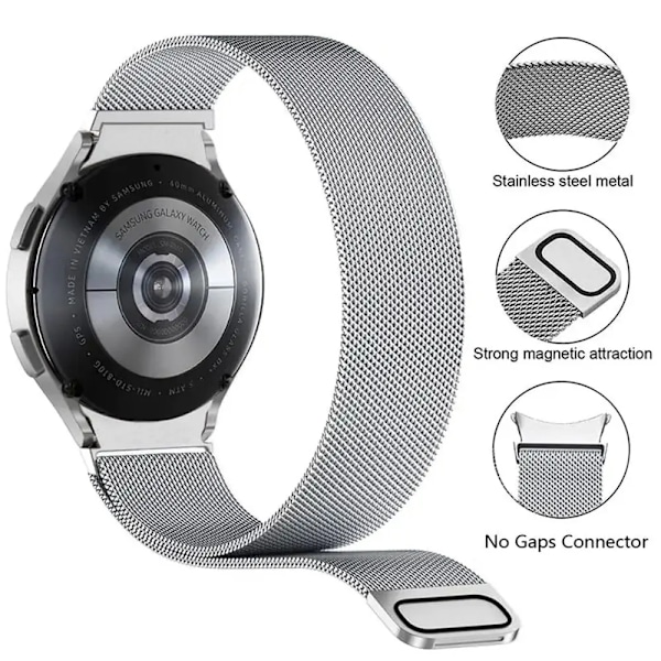 20 mm ranneke Samsung Galaxy Watch 6/5/4/Classic 47 mm 43 mm 40 mm 44 mm Milanese Loop -ranneke Galaxy Watch 5 pro 45 mm hihna