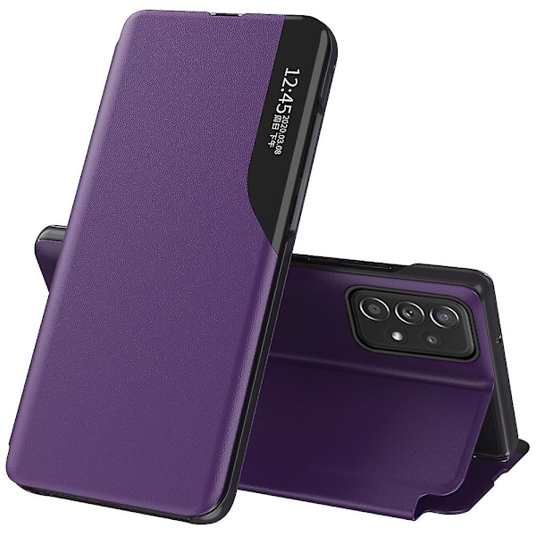 Fodral för Samsung Galaxy A53 5g Fönster Magnetisk Automatisk Stängning Anti-fall PU Läder Flip Folio Purple