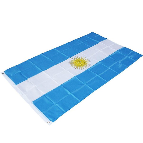 3x5 fot (90 x 150 cm) Argentina Flagg - Levende Farger - Canvas Header og Dobbeltsydd - Argentinske Nasjonalflagg med Messingmaljer[qb]