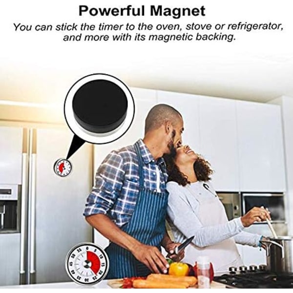 Magnetisk Mekanisk Kökstimer - Nedräkningstimer 60 Minuter Visuellt Tidshanteringsverktyg Bakning Matlagning Ångkokning[qb]